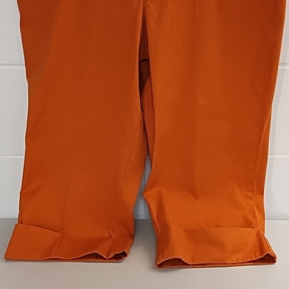 Venizia 18 Wide Cuff Stretch Cropped Trousers Smooth Back Front Pockets Orange - Picture 11 of 12